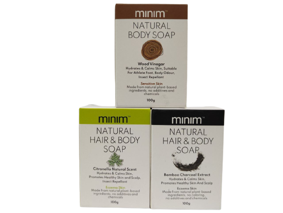 [BUNDLE PACK] Plant Based Bar Soap – Citronella, Bamboo Charcoal, Wood Vinegar 100g (3PCS)