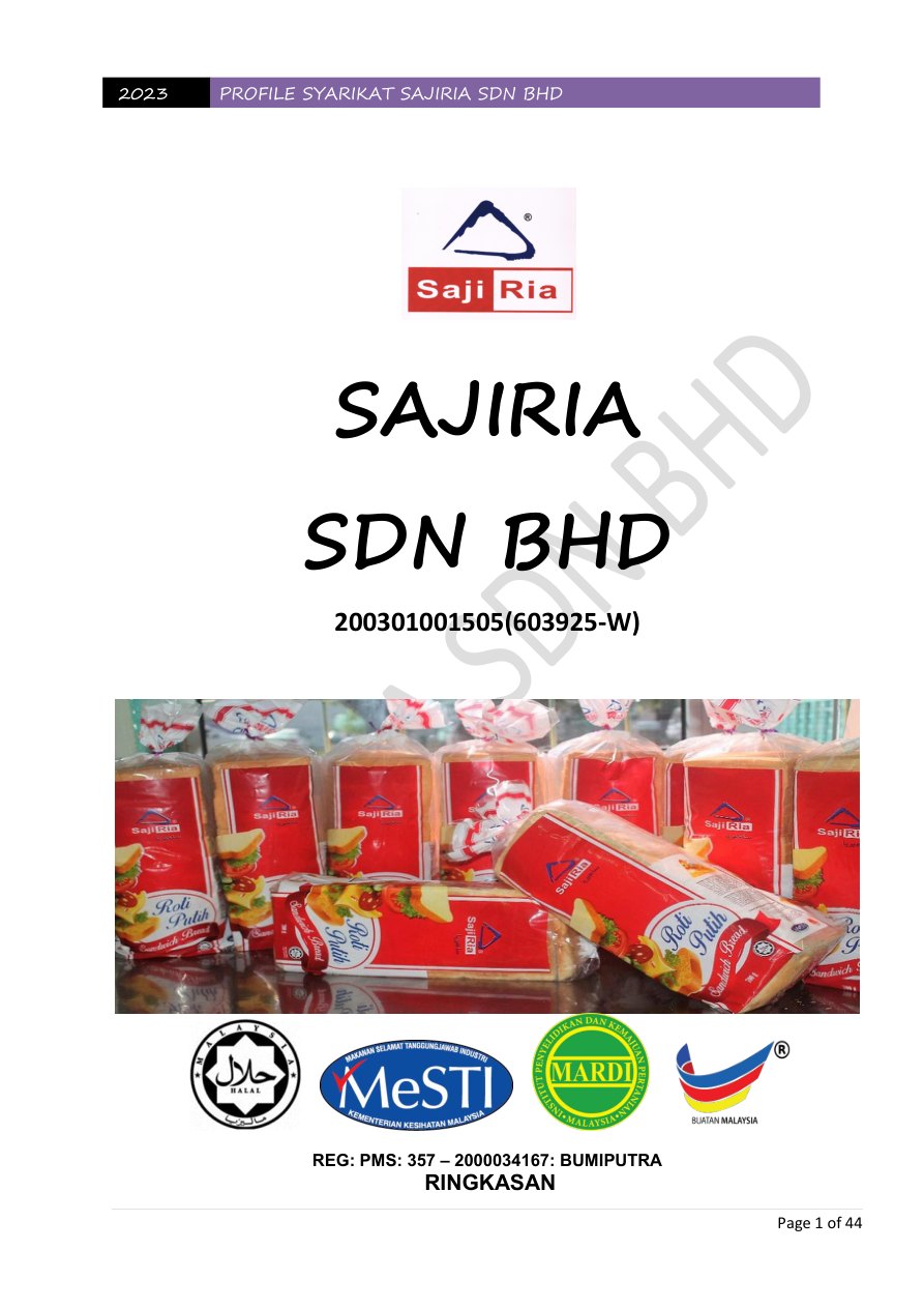 Sajiria company profile cover